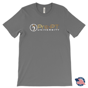 Pre PT University T shirt White & Gold font